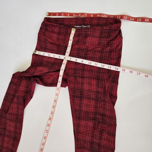 Outdoor Voices Move Free Red Legging Bra Pomegranate Red Plaid Compression Set M - Picture 12 of 17